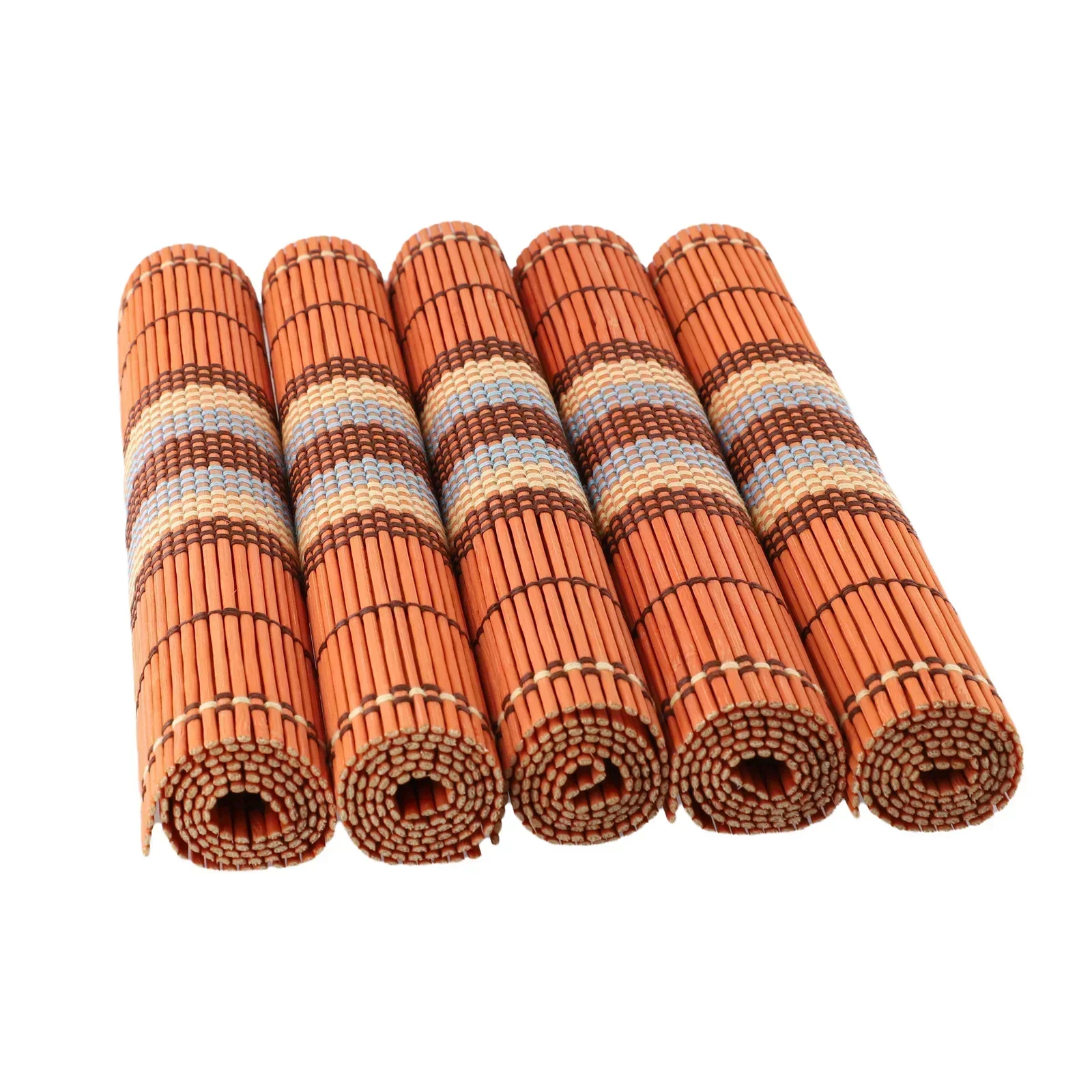 Durable Bamboo Dining Placemats 5pcs Woven Ribbed Table Mats AntiSlip & Heat Resistant Protect Your Furniture