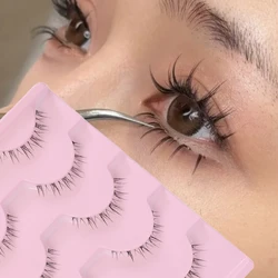 5 Pairs Lower Lashes Manga Clear Band Wispy Under False Lashes Strip Natural Bottom Thick Manga Eyelashes Korean Makeup Tools