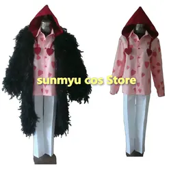 Donquixote Rosinante Cosplay Costume Custom size Black Feather Coat Corazon Cosplay