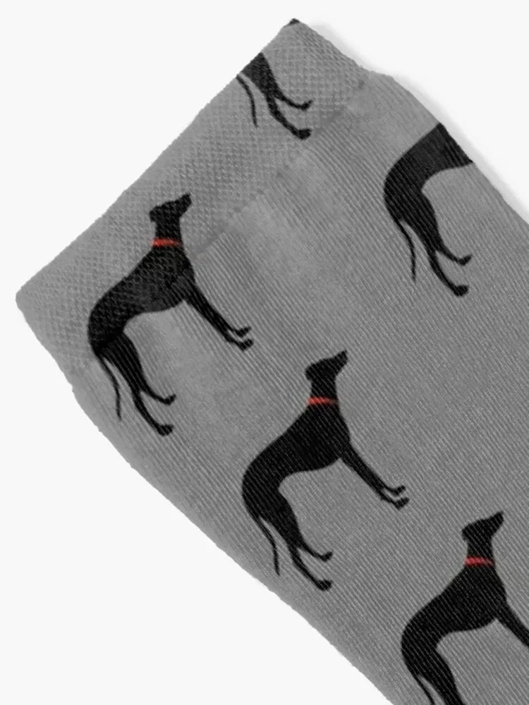 Black sighthound silhouette with collar Socks compression gift hiphop winter thermal Socks Women's Men's