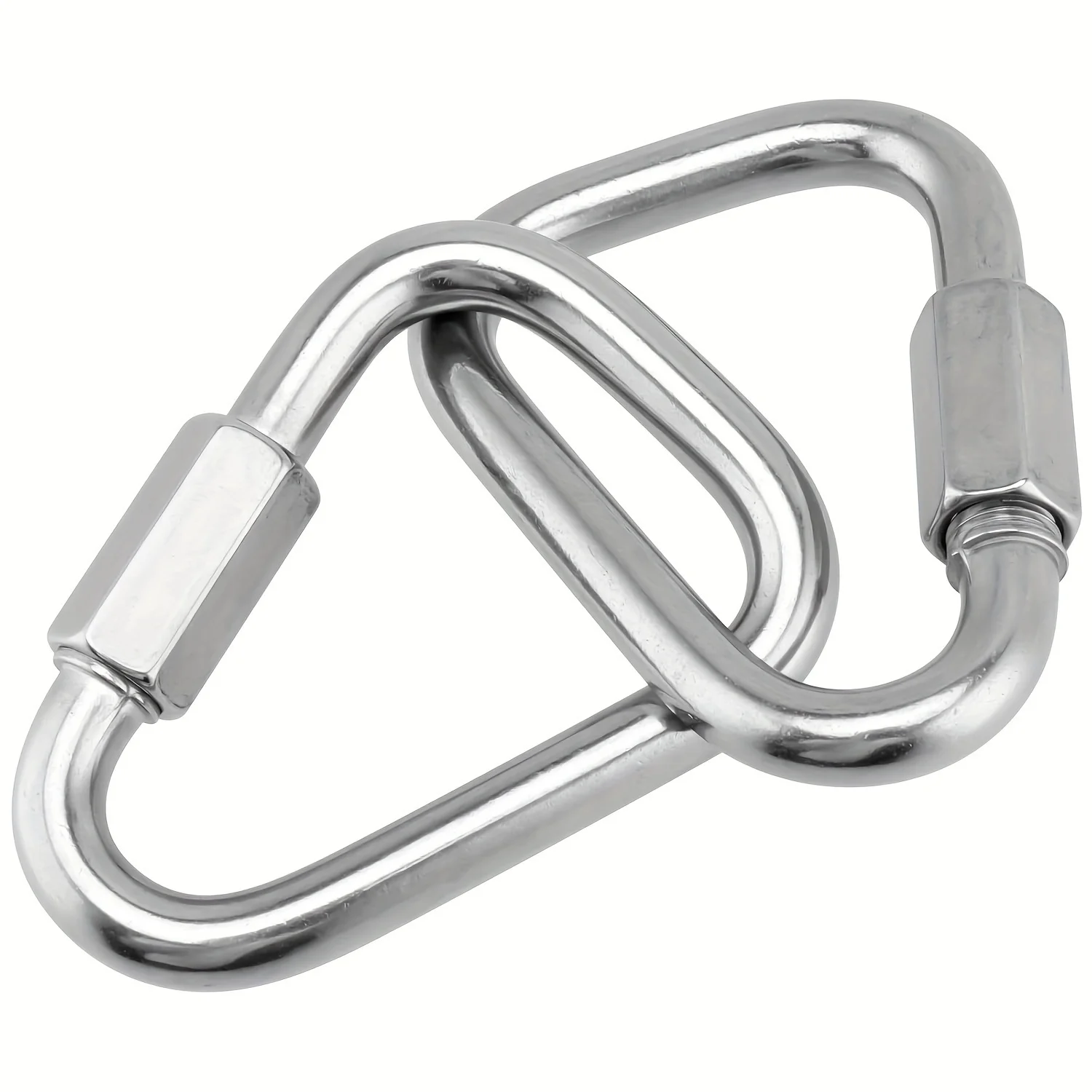 2pcs Triangle Quick Connect Link M6/M8/M10 Heavy Duty Quick Locking Snap Hook Stainless Steel Carabiner Clip for Outdoor Gear
