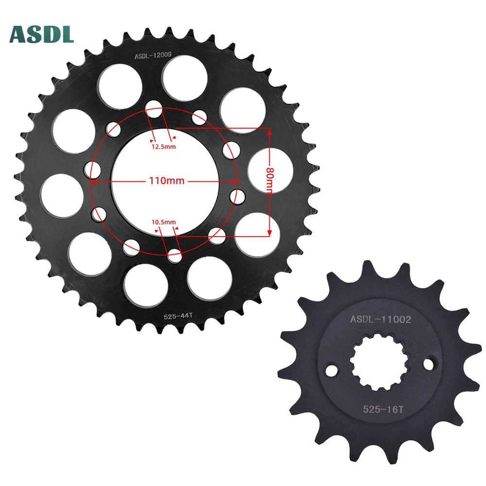 525 16T 44T Front Rear Sprocket Gear Wheel Cam For Honda VLX400 VRX400 VLX600 VT600 1990-2007 VLX 400 VRX 400 VLX 600 VT 600