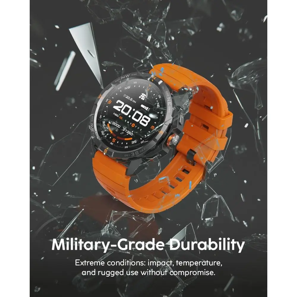 Cubitt Terra Red Smartwatch with Dual-Band GPS, 1.48” AMOLED Display, Oline Maps, VITA AI, AI , ReadinScore, 5A, 14-Day Battery view 3