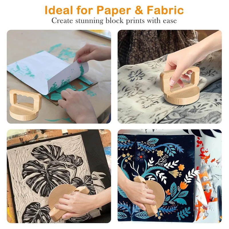 

J1UL1N Wood Block Printmaking Comfortable Ergonomic Handle Forblock Printing, Linocut, Crafting, Scrapbooking, Pack Of2