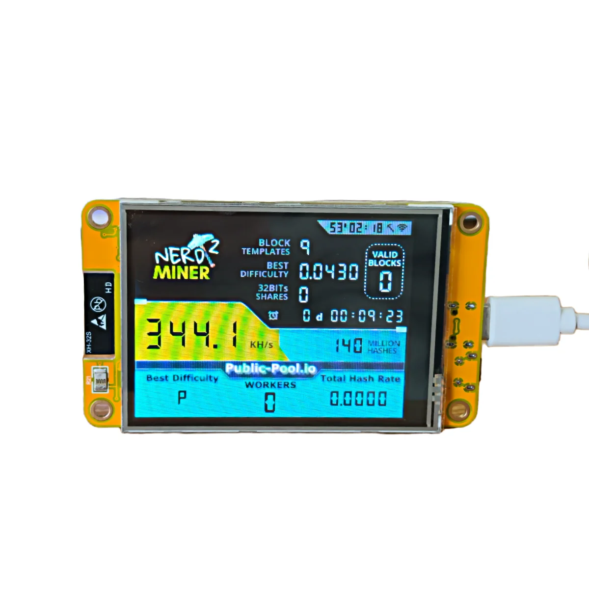 NerdMiner V2 350kh/s 2.8 بوصة عرض BTC منفرد اليانصيب Nerd مينر تشفير آلة تعدين البيتكوين ماينر