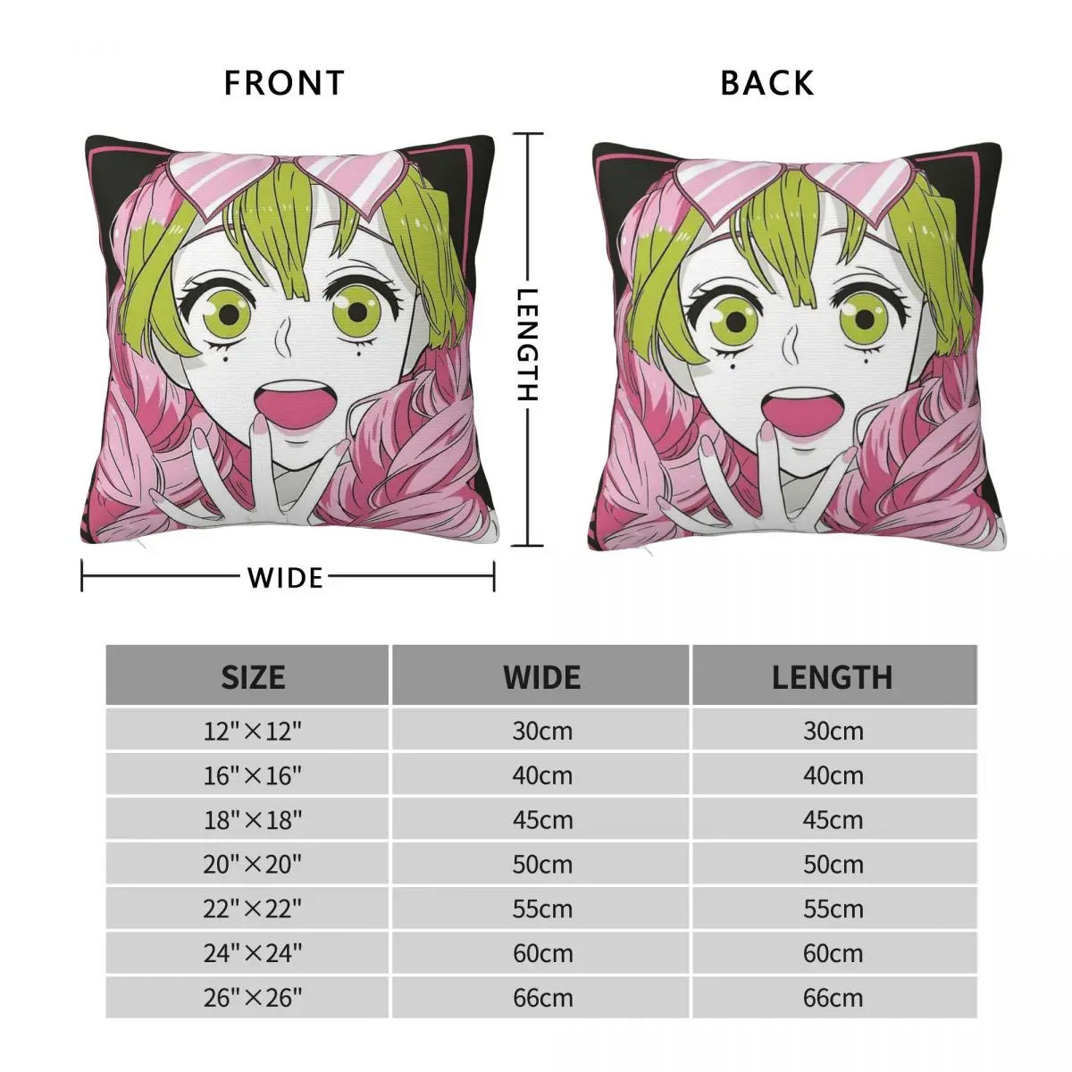Hashira Mitsuri Kanroji Pillowcase Polyester Linen Velvet Printed Zip Decor Pillow Case Home