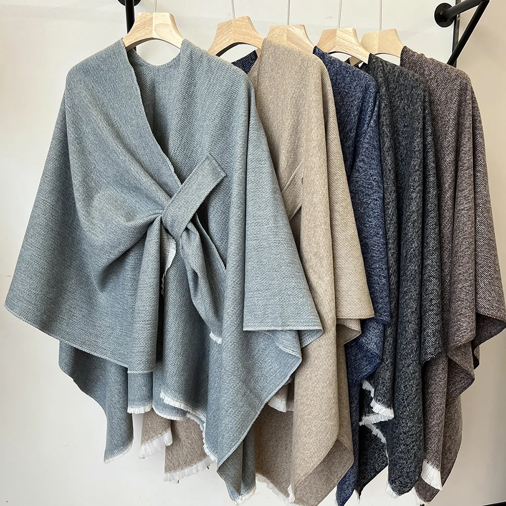 

2025 шикарная свободная шерстяная куртка-плащ, женская осенне-зимняя куртка с длинными рукавами и v-образным вырезом на одной пуговице, женская одежда Wh208