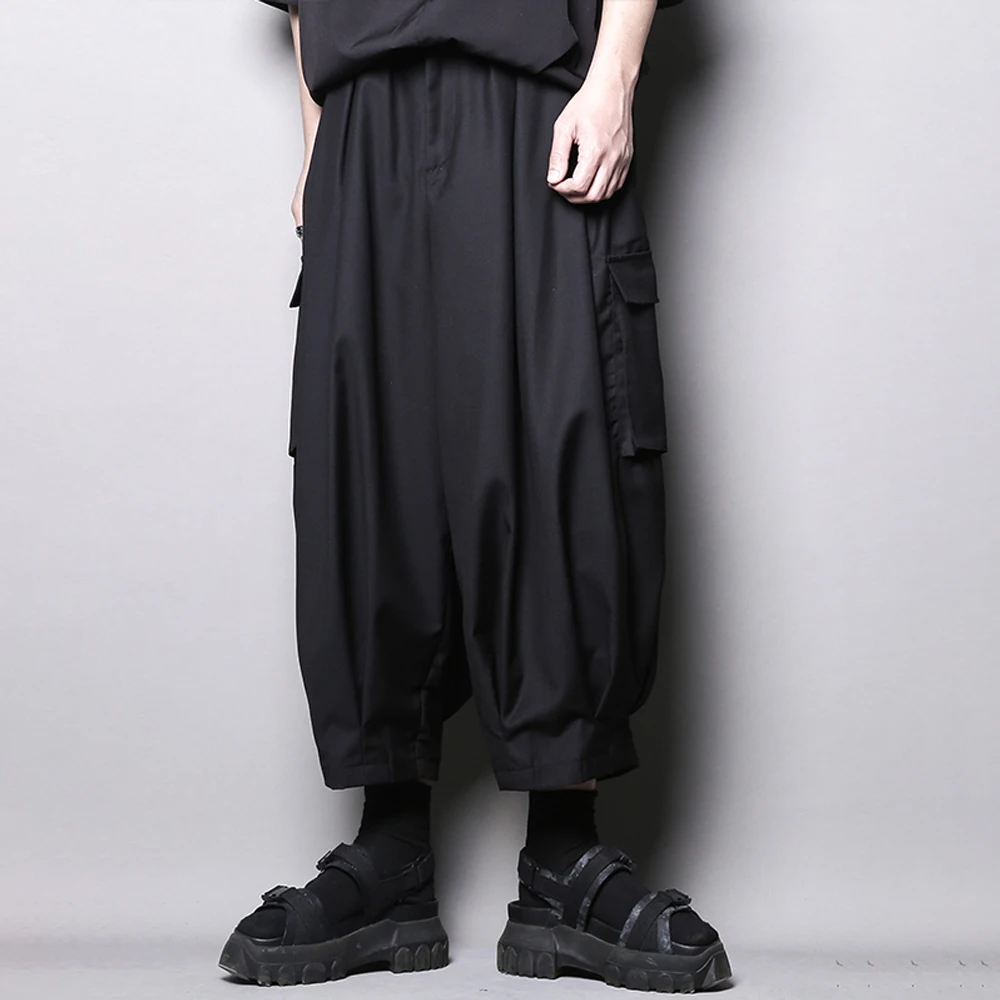 

XS-5XL, новая зимняя мужская однотонная широкая юбка, брюки, американская ретро-мода, модные простые свободные повседневные нишевые мужские штаны