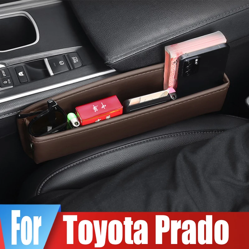 For Toyota Prado 90 120 125 150 FJ120 KDJ Car Seat Crevice Storage Box Phone Holder Reserved Charging Cable Hole Organizer Cover