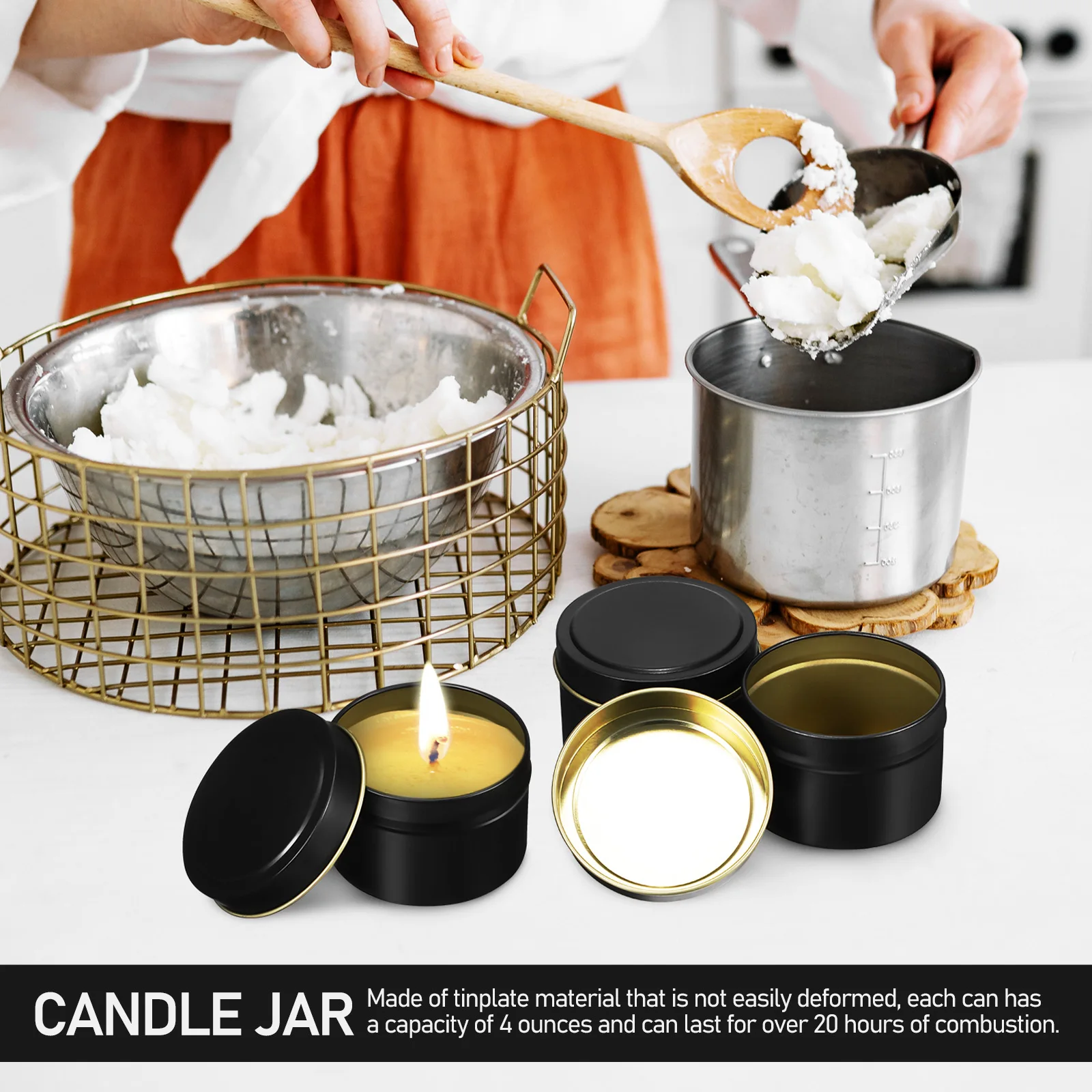

24 pcs Tinplate Jars 4Oz Round Metal Tins For Scented Candles Diy Making Supplies Empty Containers Sturdy