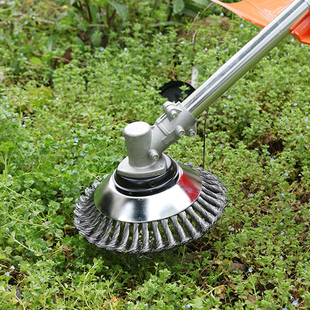 6/8inch Steel Weed Brush Grass Trimmer Head Lawn Mower Ground Cleaning Machine Garden Cleaner Tool Head Weed Brush Grass Brusher