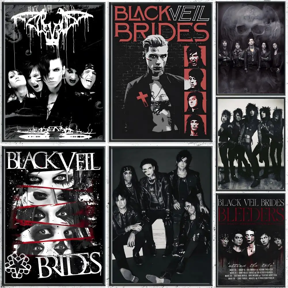 Gothic Band B-Black Veil BridesS Poster HD Self-Adhesive No Residue After Removal Ideal for All Kinds of Wall Decor