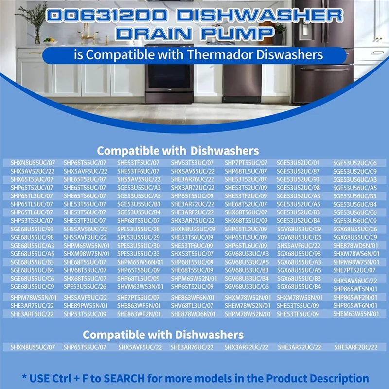 Dishwasher Drain Pump Motor Assembly 00631200 For –Replacement Part For Models PS11704799 AP5972147