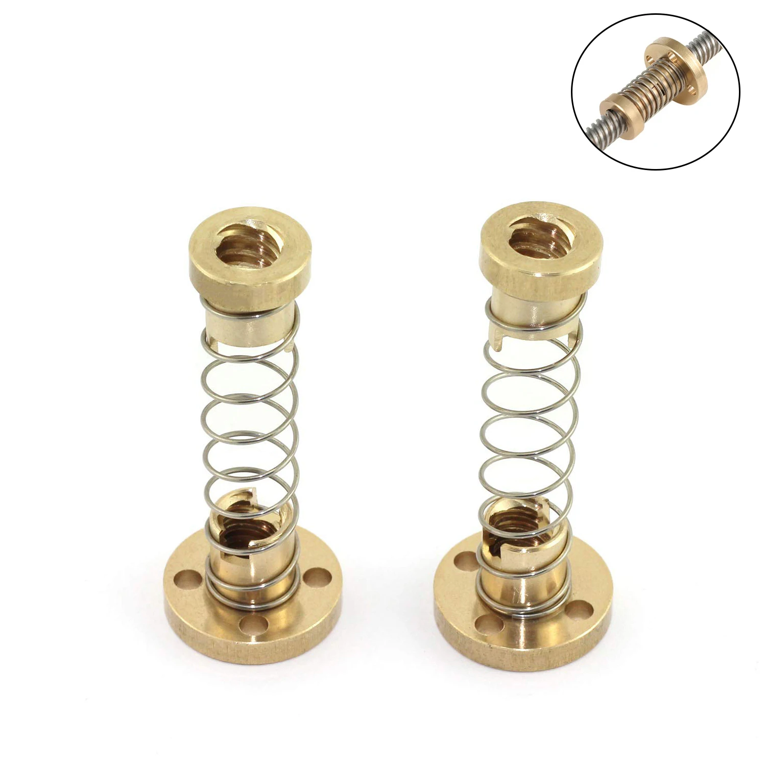 

2Pcs T8 Anti Backlash Lead 2mm/4mm/8mm Screw Brass Spring Loaded Nut Elimination Gap Nut for 8mm Acme Threaded Rod 3D Printer