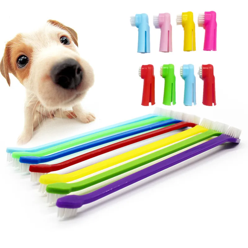 Clean Breath Two-headed Toothbrush Dog Cat Pet Hygiene Teeth Care Pet Toothbrush 2024 New Duel End Dog Cat Dental Pet Grooming