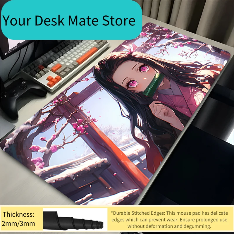 Mouse Pads Gaming Mousepad Kamado Nezuko Computer Desk Mat Office Keyboard Pad Carpet Anime Pc Gamer D-Demon Slayer Mouse Pad