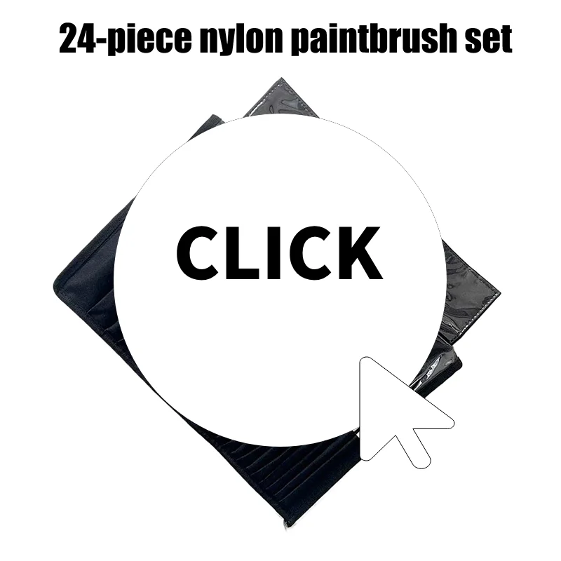 

24 Nylon Brush Set Silver Gray Rod Pen Curtain Oil Brush Gouache, Artistic Painting Brush,Cloth Bag Storage