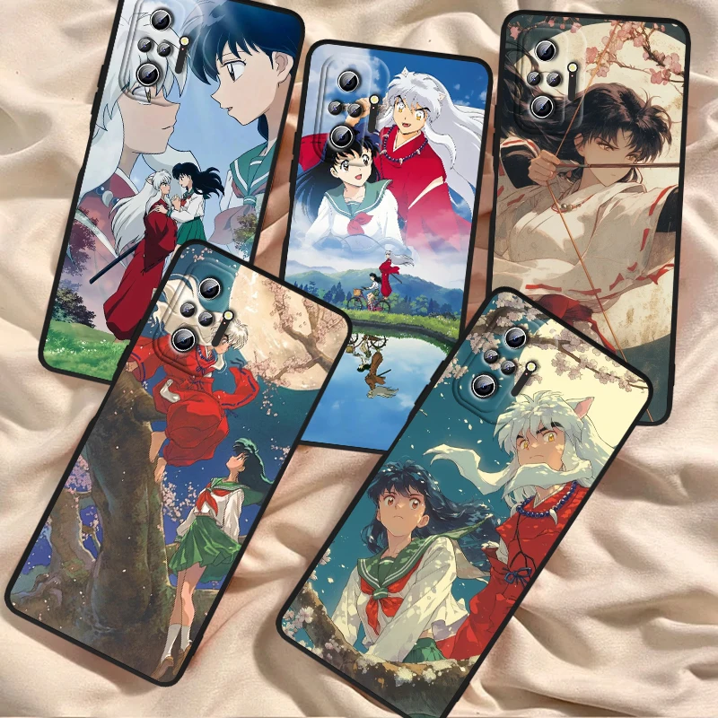 Capa de telefone Inuyasha Fashion Anime, TPU preta, Xiaomi Redmi Note 13 12R 12 12S Turbo 11T 11S 10 10S Pro Plus 5G