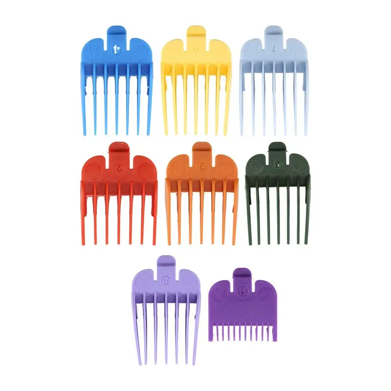 Professional Hair Clipper Replacement Sheath 8 Colors&Size Limit Comb Accessory Guide Comb, Suitable For Wahl Trimmers-A54Q