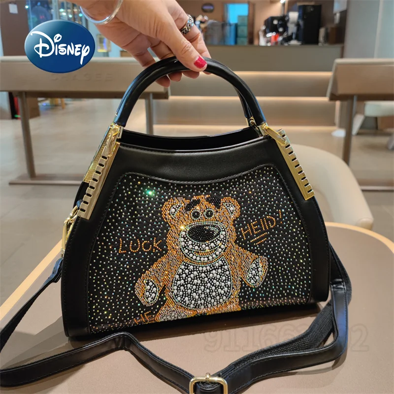 

Disney Strawberry Bear New Women's Diamond Handbag Fashion Trend Diamond Women's Shoulder Bag Large Capacity Cartoon Women's Bag
