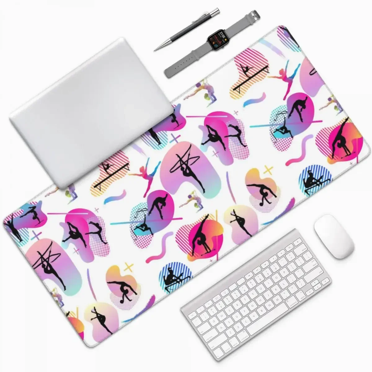 Ginástica impressão grande mouse pad teclado do computador mouse tapete gamer computador portátil tapete de mesa acessórios de escritório tapetes de mesa