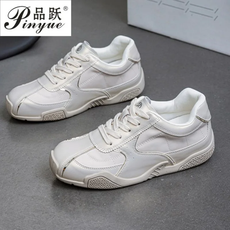 

Women Silver Satin Shoelaces Lace Up Sneakers New Fashion Women Casual Shoes Round Toe Platform Training Shoes 35-40