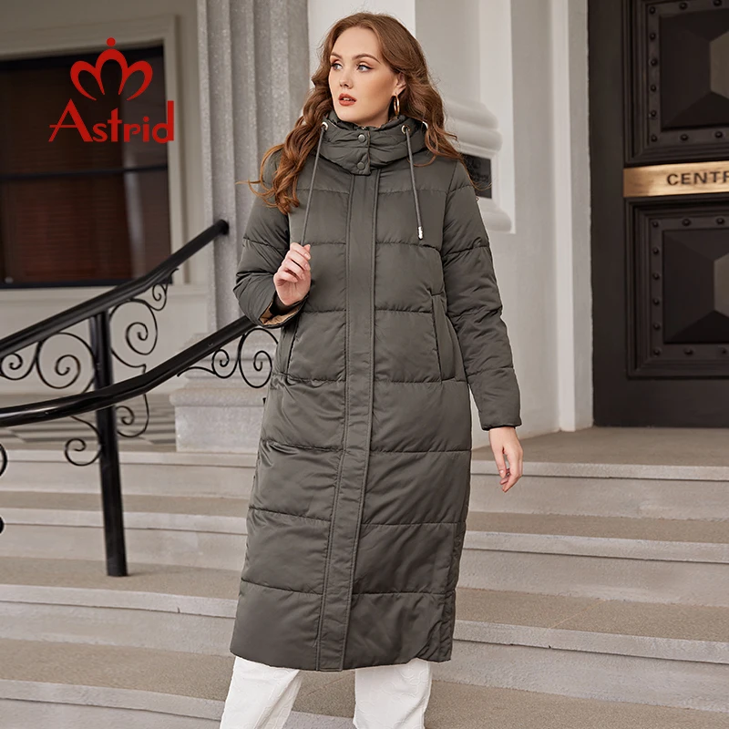 Astrid Winter Jacket Women 2022 Casual Oversize Coat Long Warm Fashion Stitching Oversize Hooded Women\'s Parka Female Clothing