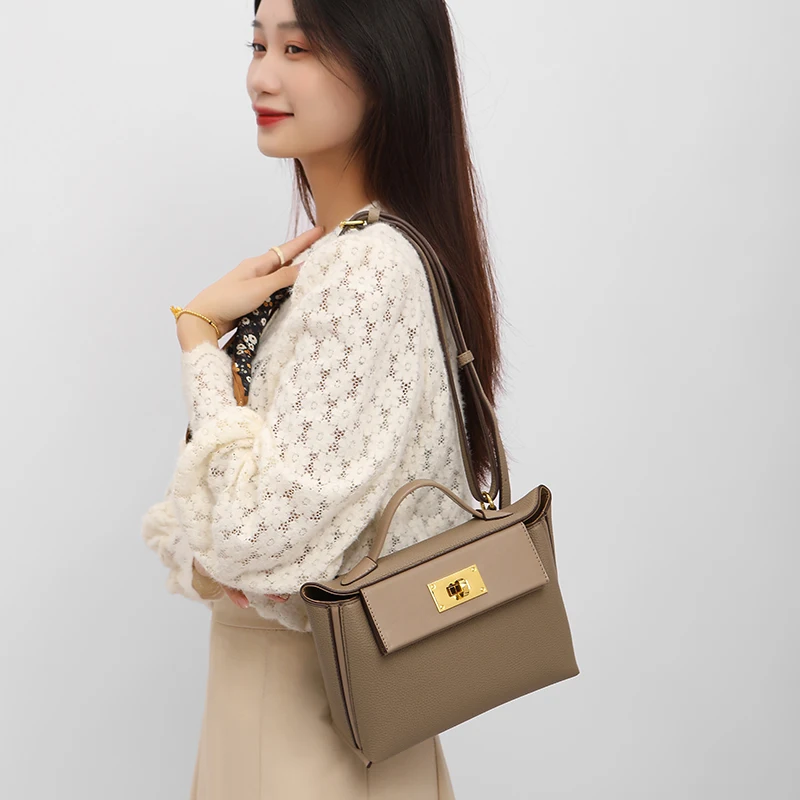 Luxury Fashion Handbag New Women PU Leather Solid Color Shoulder Bags Simple Casual Tote Elegant Buckle Decor Hand bags