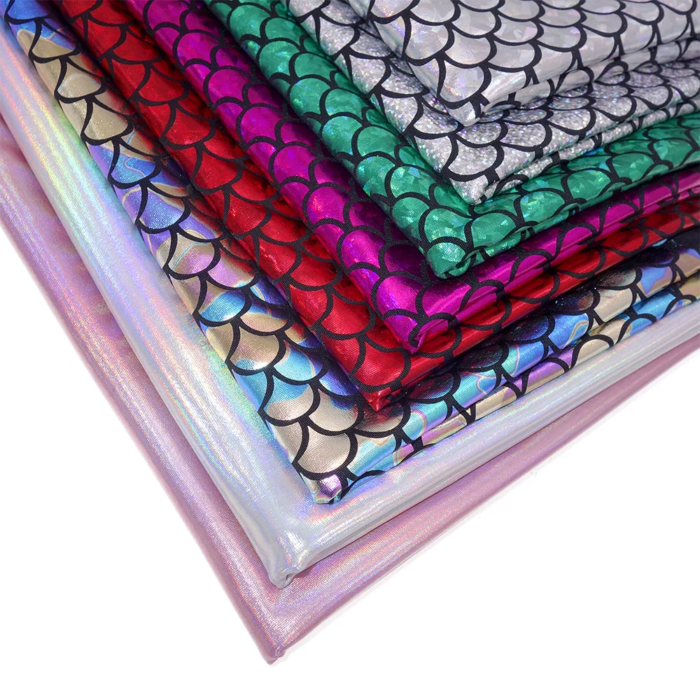 150CM Wide Fish Scale Bronzing Cloth Stage Performance Clothing Fabric Elastic Laser Magic Fabric Color Decorative Fabric