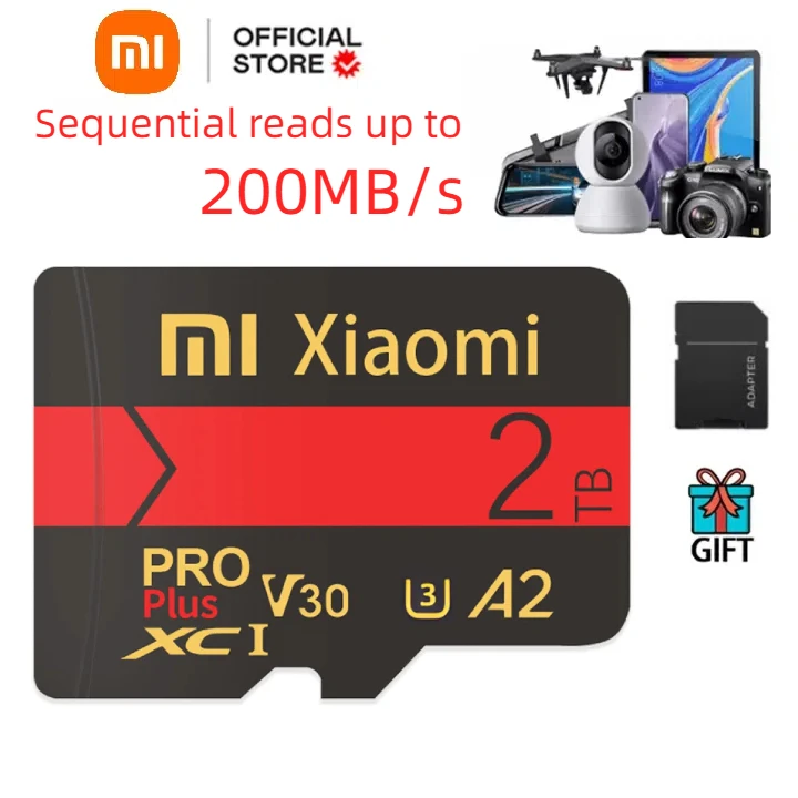 Xiaomi Micro TF SD Card 2TB 1TB Mini TF Card Read 200MSD/TF Flash Card 128GB U1 U3 4K V30 Camera Video Memory Card For Phone PC