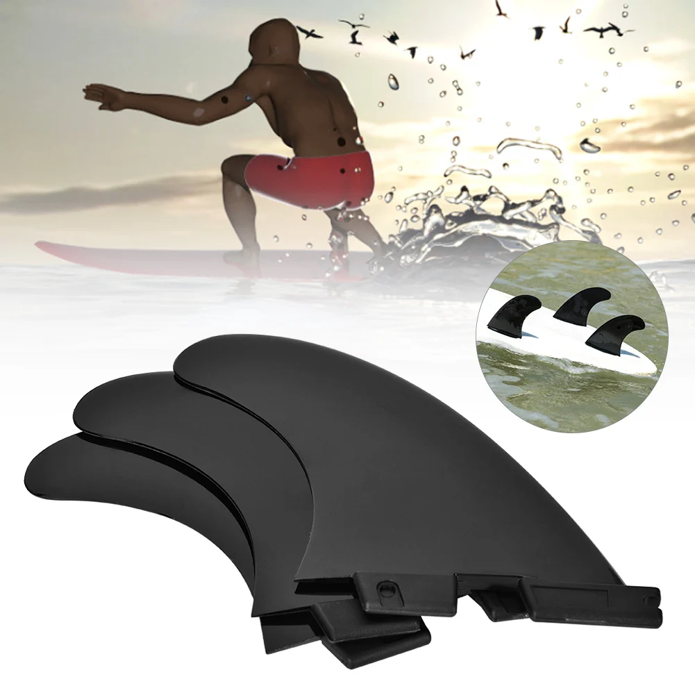 3PCS/Set FCS2 G5 Nylon Plastic Black Professional Surfboard Tail Fin Flexible Surfing Accessory Surfboard Fin Surfboard Tail Fin