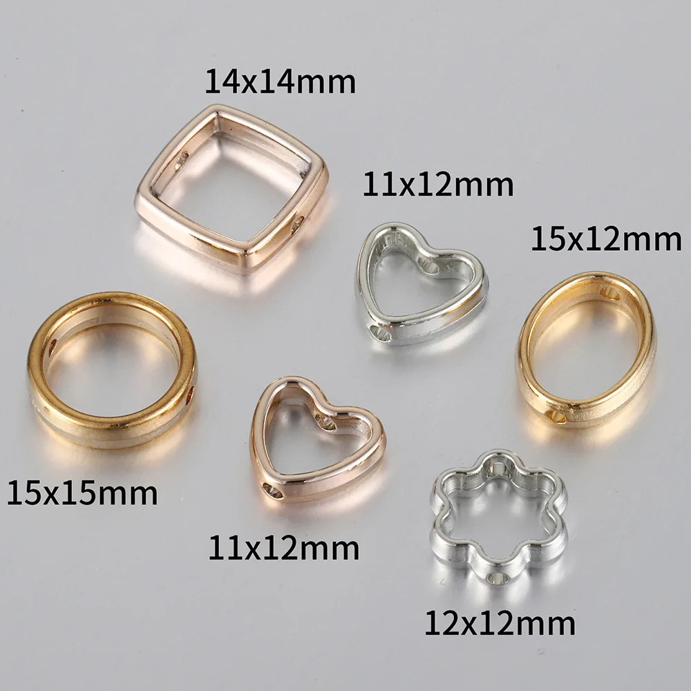 50pcs Heart Frame Wrapped Bead Gold Silver Color CCB Love Peach Spacers Loose Beads for Jewelry Making DIY Findings Accessories