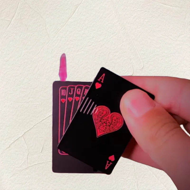 Metal Poker Card Shaped Lighter with Cash Detector Light Windproof Decompression Portable Turbine Torch Lighter for Men's Gift