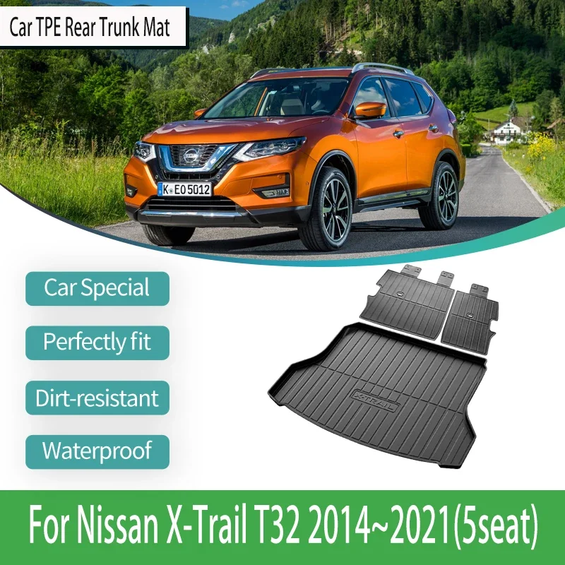 Car Trunk Storage Pads For Nissan X-Trail Rogue T32 2012~2021 5seat TPE Back Seat Cpvers Cover TPE Mats Carpets Auto Accessories