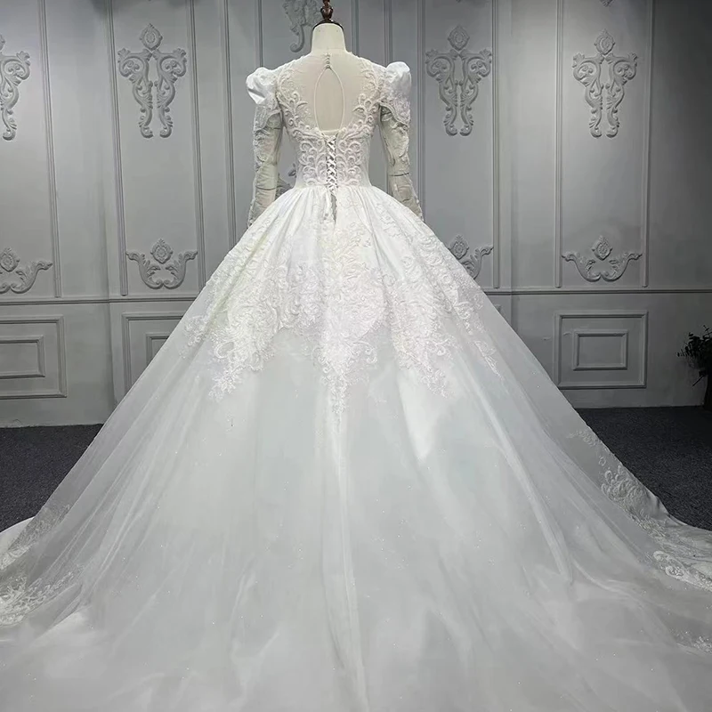 Elegant Wedding Dress For Women 2023 Bride Organza Ball O-neck Wedding Gown For Bride Appliques DY9704 suknia ślubna