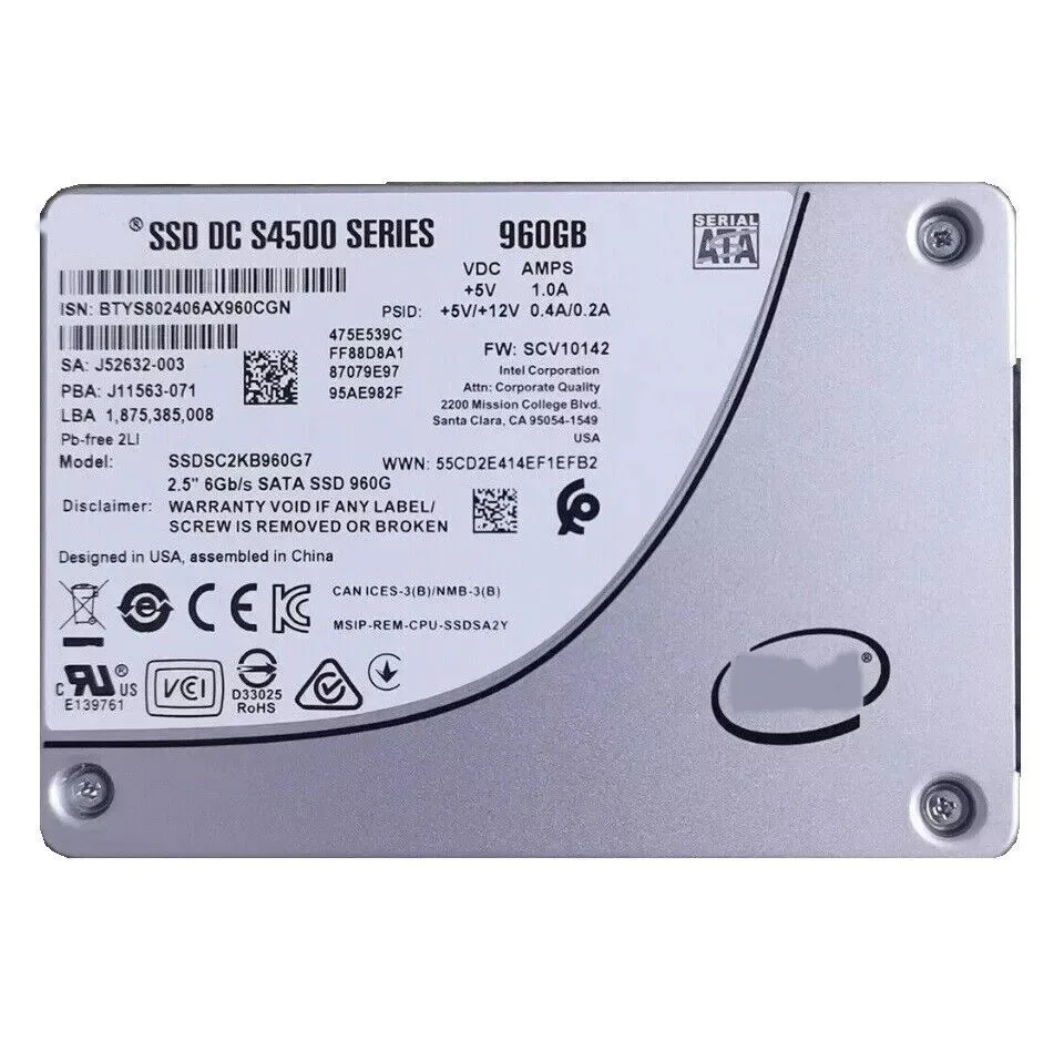 For Intel 960GB DC S4500 Series SSD 2.5 inch SATA3 Solid State Drive SSDSC2KB960G7