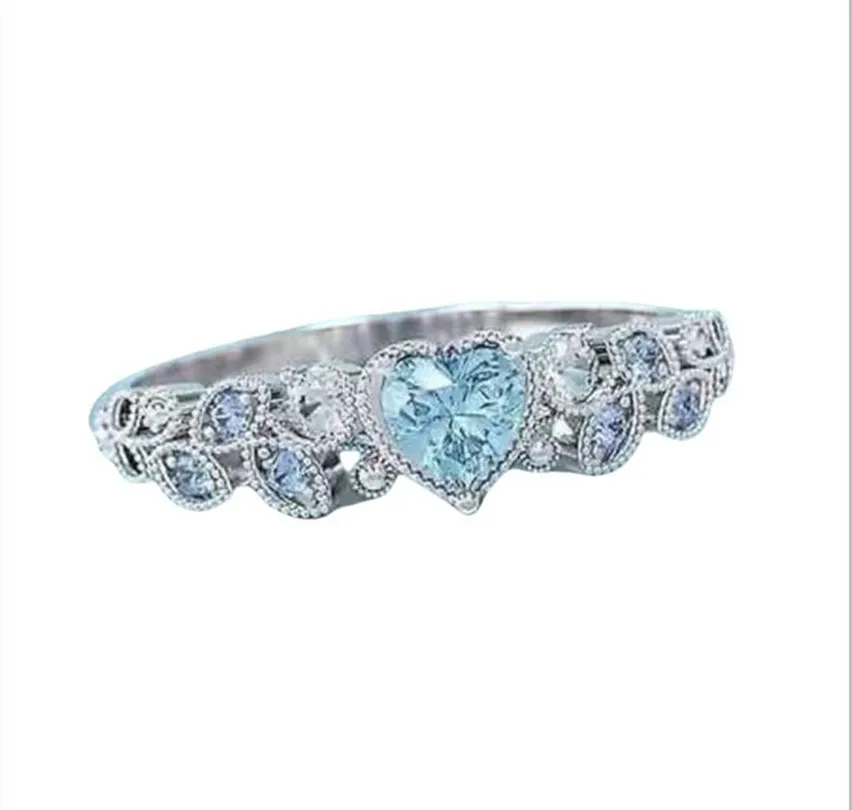

Rings Women Exquisite Silver Color Green Pink White Leaf Heart Ring Woman Luxury Jewelry propose Engagement Wedding Ring Women
