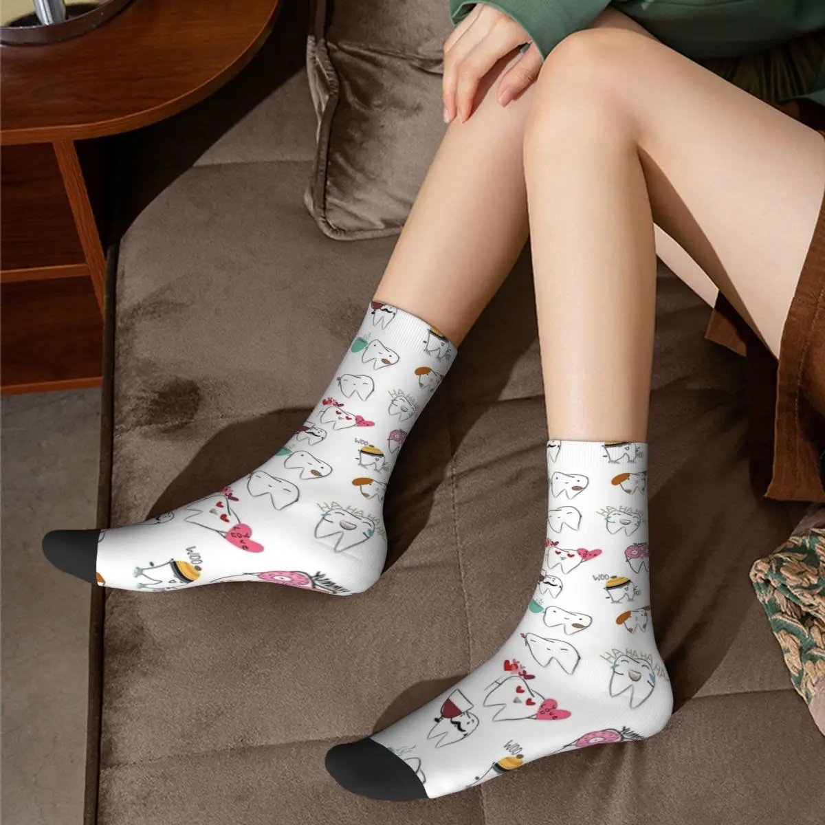 Mix-Molar Teeth Socks Men Women Funny Happy Socks Crazy Spring Summer Autumn Winter Middle Tube Socks Gift