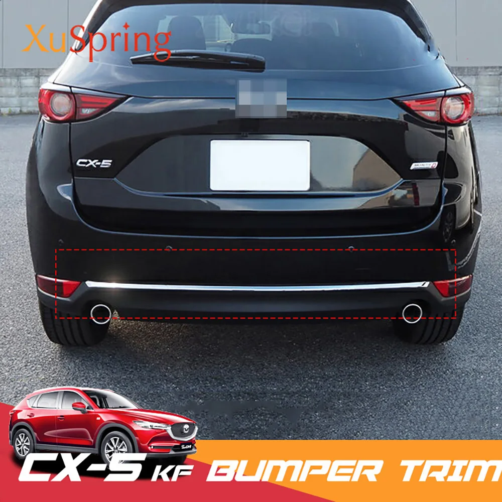 For Mazda CX-5 CX5 2017 2018 2019 2020 KF Car Rear Door Trunk Box Bottom Chrome Trim Tail Bumper Strips Stickers Cover