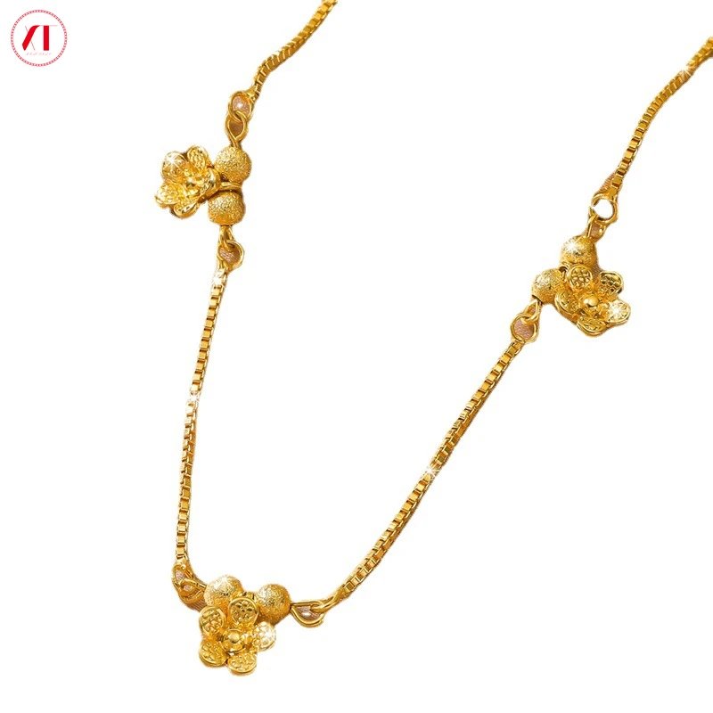 XT Jewellery Korea 24k Anklet Women Flower Strawberry Bell Fashion 916 Original Gold Plated