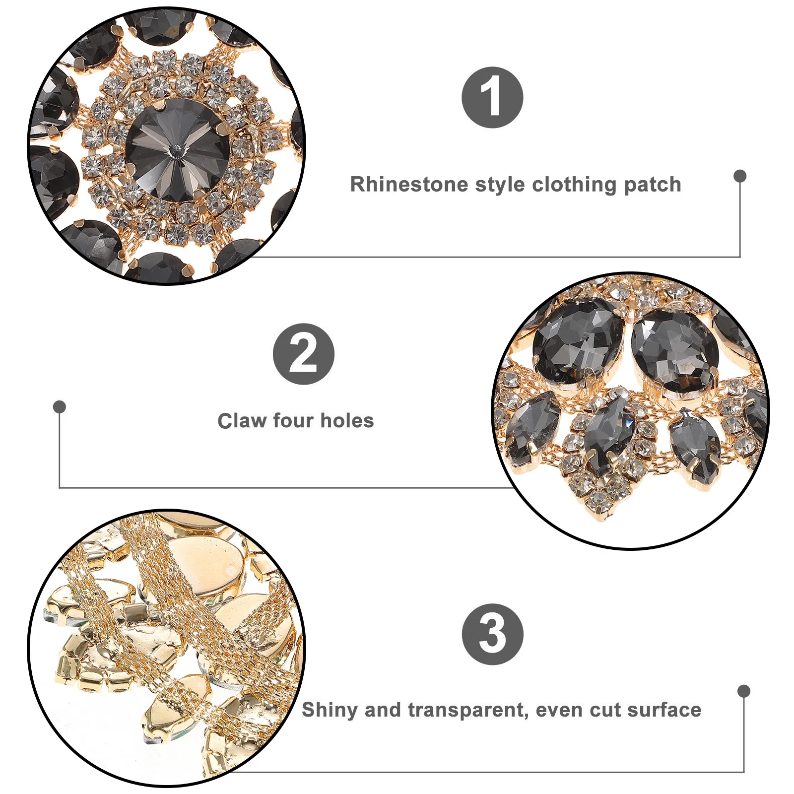 

Rhinestones Claw Chain Decoration Patches Hot Melt Adhesive Lightweight DIY Clothing Appliques for Jackets Bags Jeans