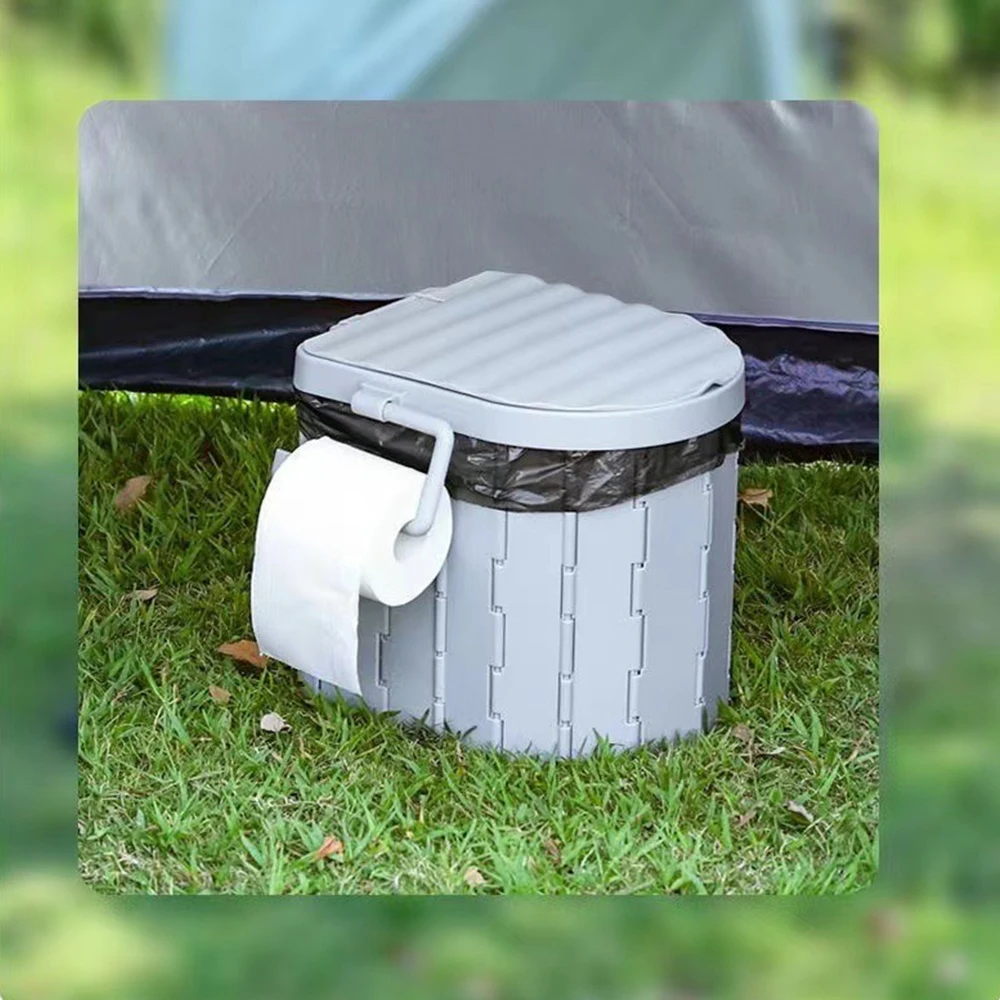 Portable Folding Toilet with Lid Car Folding Toilets Emergency Toilet Travel Bucket Toilet Seat Camping Toilet