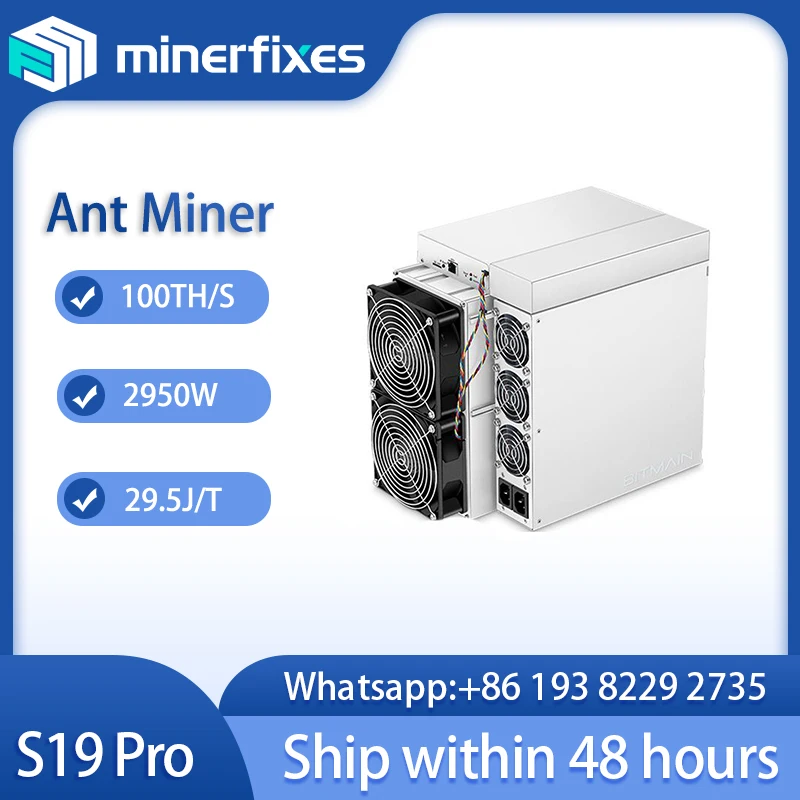 New Bitmain Antminer S19 Pro 100T Bitcoin Miner Profitable Crypto Mining Machine With PSU