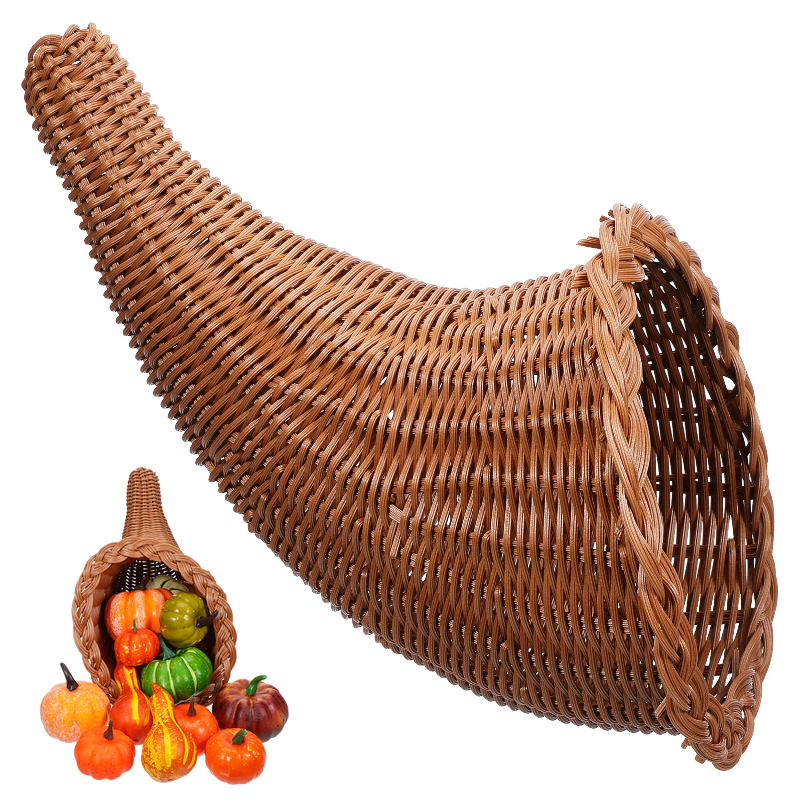 

Woven Fruit Basket Cornucopia Style for Bread Dessert Snacks Storage and Decoration Home Decor Cornucopia Basket