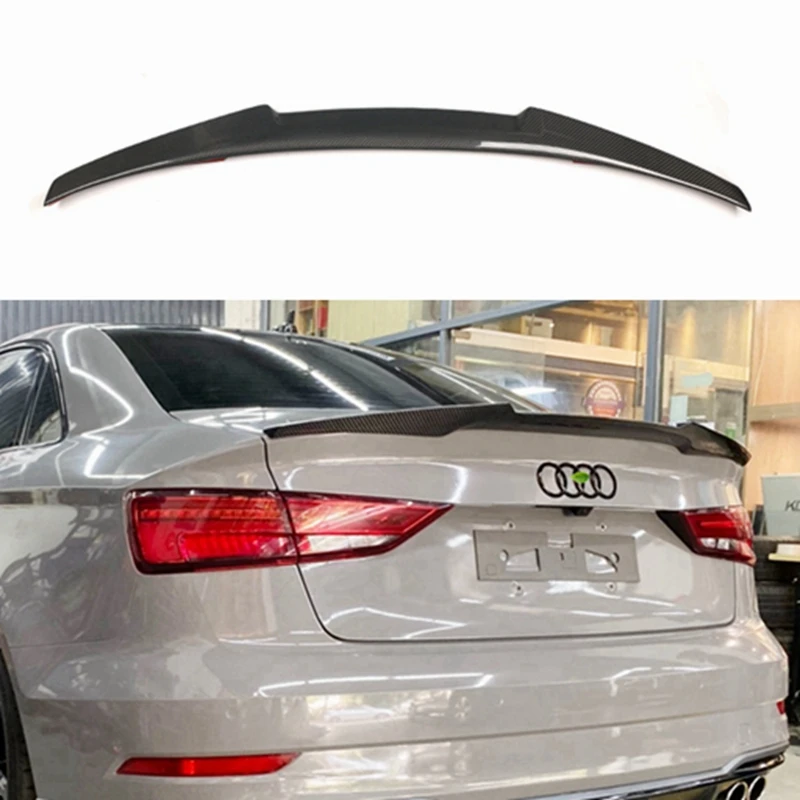 

ДЛЯ AUDI A3 S3 RS3 Limousine 8V Sedan M4 Стиль Углеродное волокно Задний спойлер Крыло багажника 2013-2020 FRP Кованый карбон