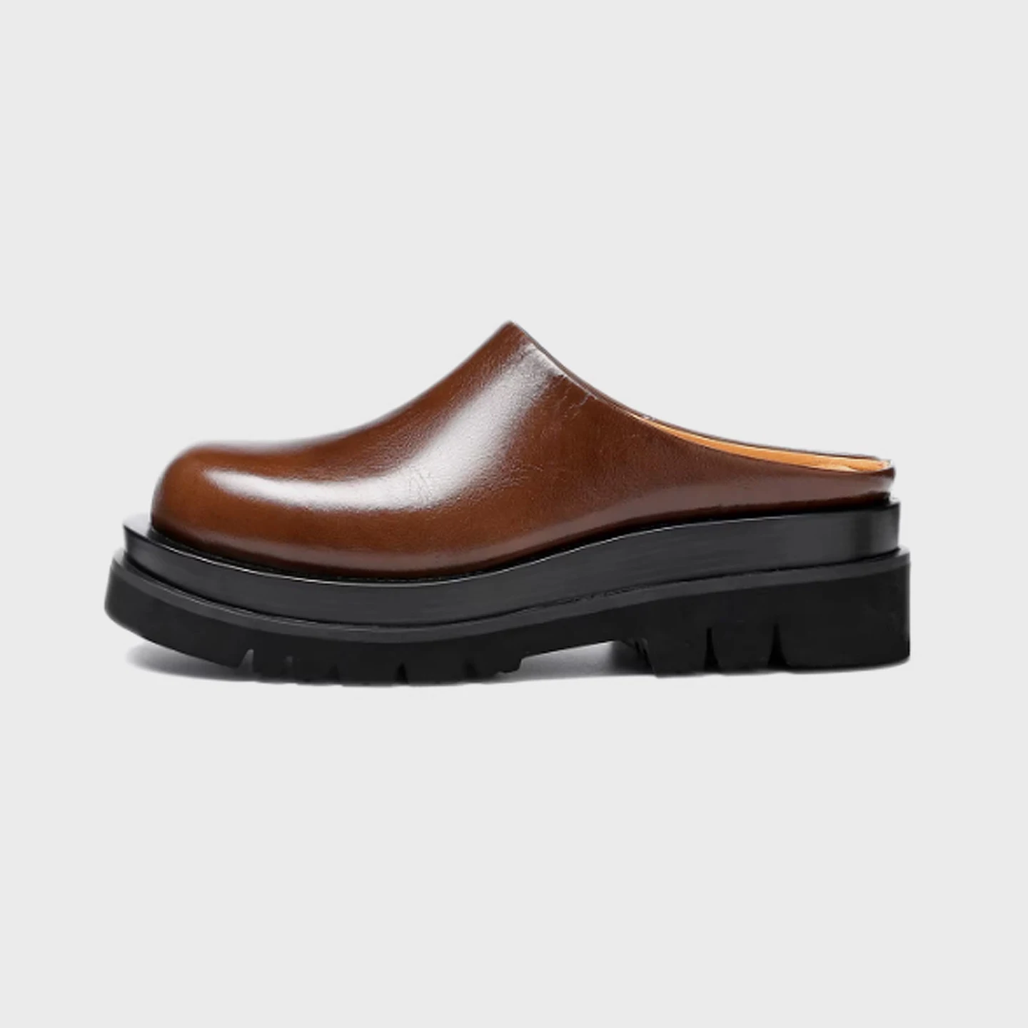 2026 New Men's Backless Dress Shoes Top-Grain Cow Leather Closed-Toe Thick-Sole Height Increased Slippers for Men, Sizes 37-44