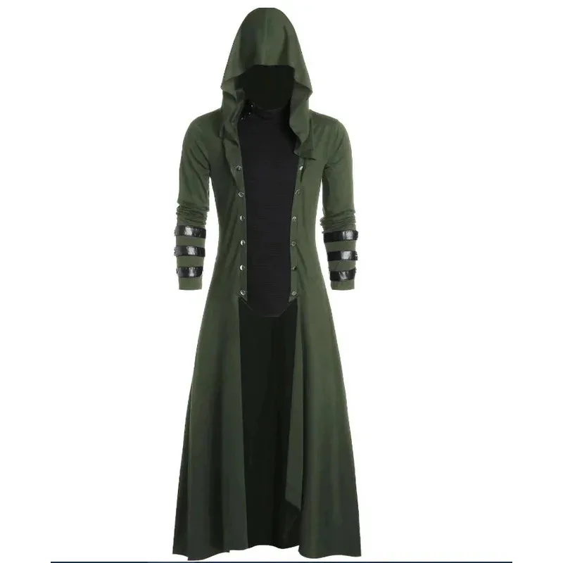 Manteau gothique Long pour hommes et femmes adultes, victorien médiéval, Steampunk, manteau à capuche, createur de Vampire, Costumes de Cosplay pour Halloween