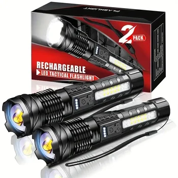 Krachtige XHP70 LED-zaklamp Waterdicht 18650-zaklamp met zijlicht 7 modi Camping Vissen Lantaarn USB oplaadbare zoomlamp