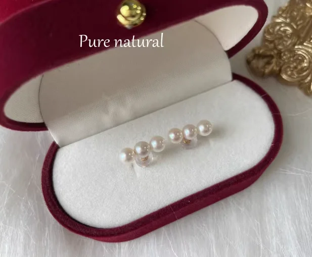 

18k real gold stud earrings 18k karat gold pearls earrings 4-5mm pearls yellow gold rose gold white gold 3 colors
