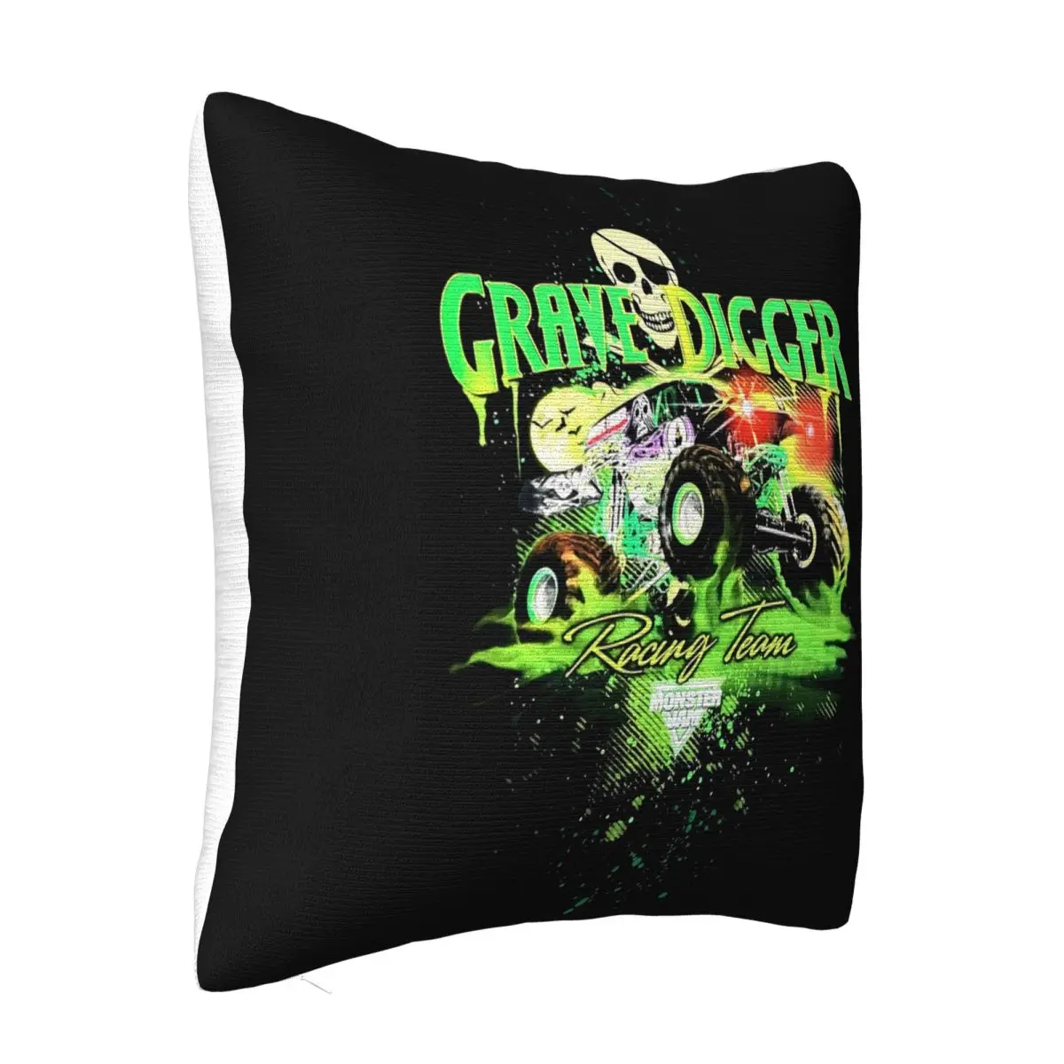 Grave Digger Racing Team Vintage Monster Jam Medium Black Adult Youth Street Style Basic Pillow Case